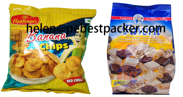 Frites frites manioc banane chips Snack Pouch Machine d'emballage Machine de conditionnement automatique de flocons chips